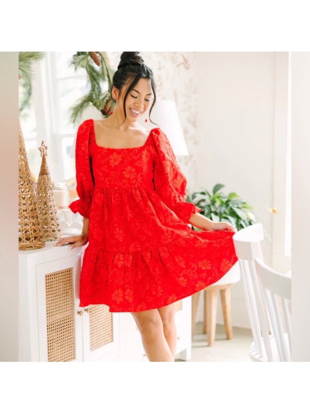 NWOT Red babydoll dress size M